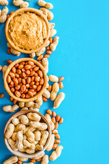 nuts in bowl for peanut butter for cooking breakfast at home on