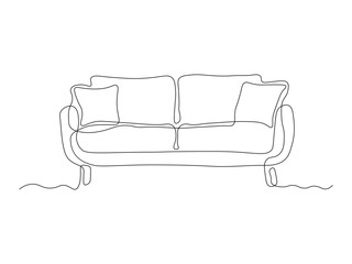 abstract sofa, continuous single one line art hand drawing sketch logo