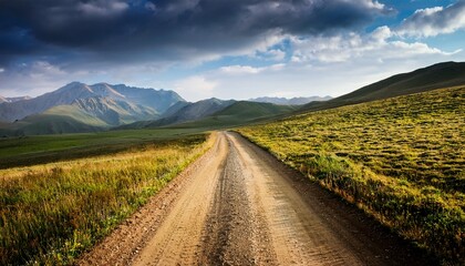Naklejka premium dirt road to the mountains