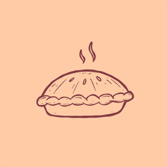 Pie line art hand drawn illustration vector