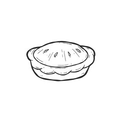 Apple Pie tart line art hand drawn illustration vector