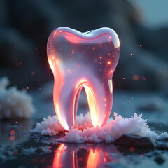 Tooth made by glass