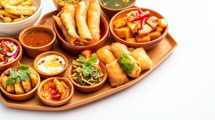 Fototapeta premium A platter of traditional northern thai dishes beautifully displayed on a table for a memorable khantoke dinner experience