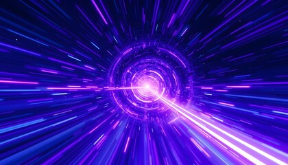 Hyperspace Tunnel: Journey Through a Neon Galaxy