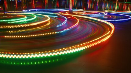 Vibrant Swirling LED Lights: A mesmerizing display of color and motion