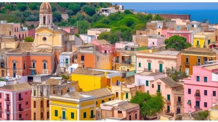 Vibrant Italian cityscape with colorful buildings