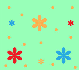 background with multicolored flowers on a light green background, 