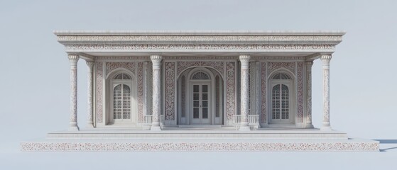 Fototapeta premium Detailed front view of ornate pavilion with decorative elements