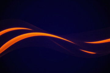 black background with orange and blue wavy lines