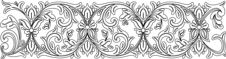 Line art of floral pattern. traditional pattern that can be repeated