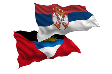 Fototapeta premium Serbia and Antigua and Barbuda Friendship Flags Diplomatic Relations of Two countries, Sports competition