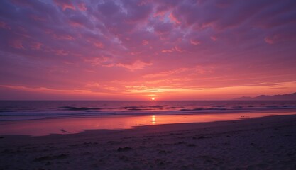 Fototapeta premium Vibrant Sunset Over Tranquil Beac