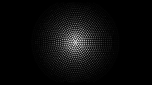 Radiating Waves Abstract Circular Pattern Halftone Animation With Pulsing Concentric Circles Dots Patterns and Gradient Effects, Optical Illusion, Radial Symmetry, Geometric Zentangle Inspired Ripple 