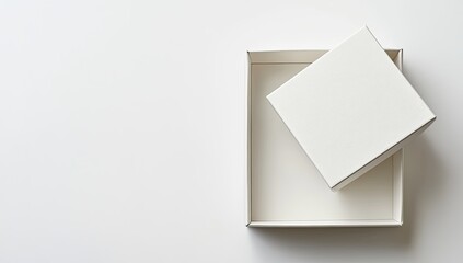 Opened white gift box on white background