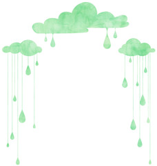 梅雨、雨、雲、緑、黄色