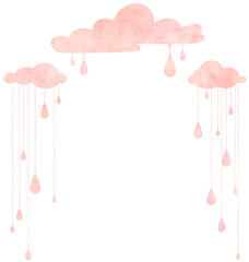 梅雨、雨、雲、ピンク、黄色