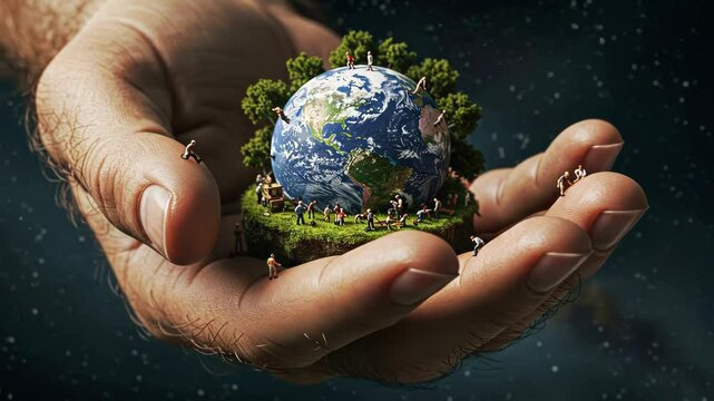 A hands-on concept showcasing a miniature Earth nurtured by people.