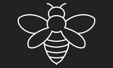 蜂のシンプルな線画アイコン ミツバチのモノクロイラスト