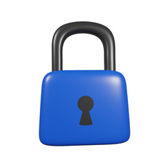 3D Blue Closed Padlock Security Icon