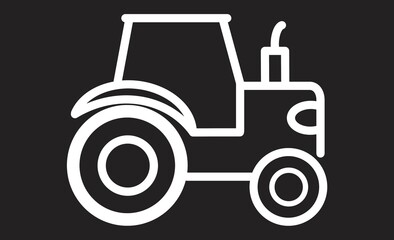 トラクターの線画アイコン 農業機械のシンプルなイラスト
