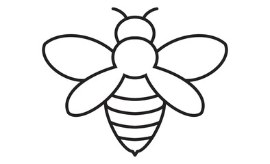 蜂のシンプルな線画アイコン ミツバチのモノクロイラスト