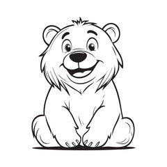 Cute teddy bear line art vector illustration style design