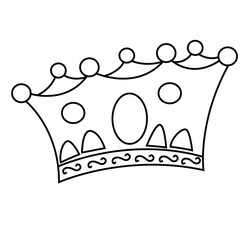 Cute cartoon hand drawn vector crown coloring page.