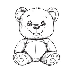 Cute teddy bear line art vector illustration style design