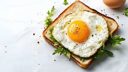 Breakfast egg and cheese sandwich on a white