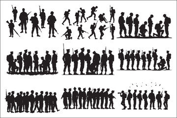  Military Soldier Silhouette Set