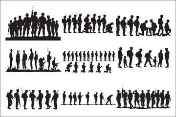  Military Soldier Silhouette Set