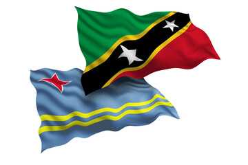 Saint Kitts and Nevis and Aruba Friendship Flags Diplomatic Relations of Two countries, Sports...