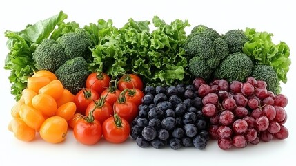 Colorful fresh vegetables and fruits arrangement.