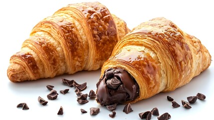 delicious fresh croissant with chocolate filling