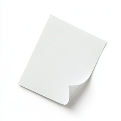 Blank White Paper Sheet with Curled Corner: Perfect for Mockups and Designs