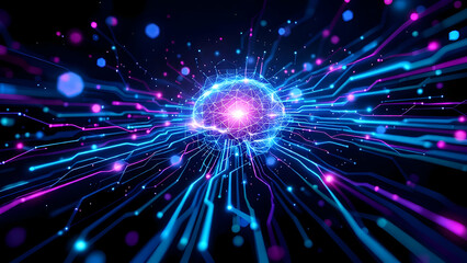 Naklejka premium AI Neural Network Visualization