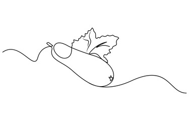 Fototapeta premium One continuous line drawing Bottle Gourd vegetable