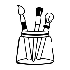 Hand draw style icon of brush holder 
