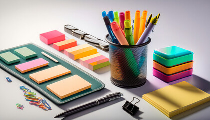 Naklejka premium Productivity Booster Kit: office stationery set designed for productivity