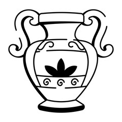 Antique greek vase icon in hand drawn style 
