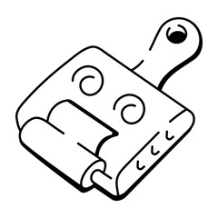 A doodle style icon of an embossing tool 
