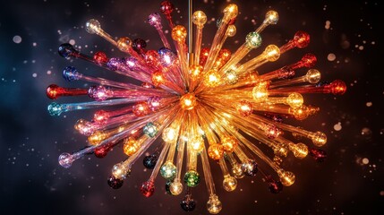 Obraz premium Radiant multicolored starburst light fixture against ambient background