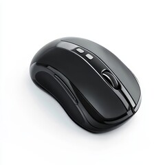 Sleek Black Wireless Computer Mouse on White Background