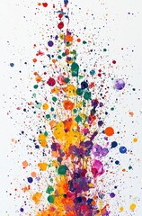 Obraz premium Colorful paint splashes in the air, against a white background