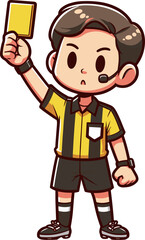 イエローカードを出す審判
