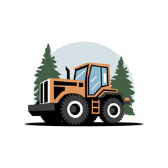 Fototapeta premium Log Skidder and tree logo
