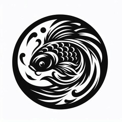 Ornamental Koi Fish in Circular Design