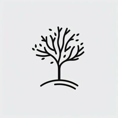 Obraz premium Minimalist Line Art Tree Logo Design