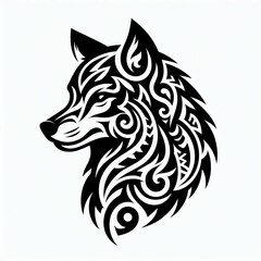 Fototapeta premium Tribal Wolf Head Tattoo Design