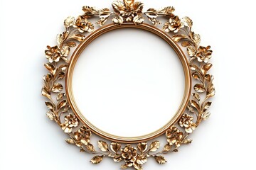 Gold border frame framing element on white background